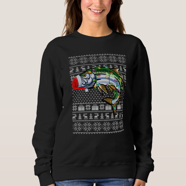 Ugly Sweater Style Xmas Lights Santa Tarpon Fish C (Anverso)