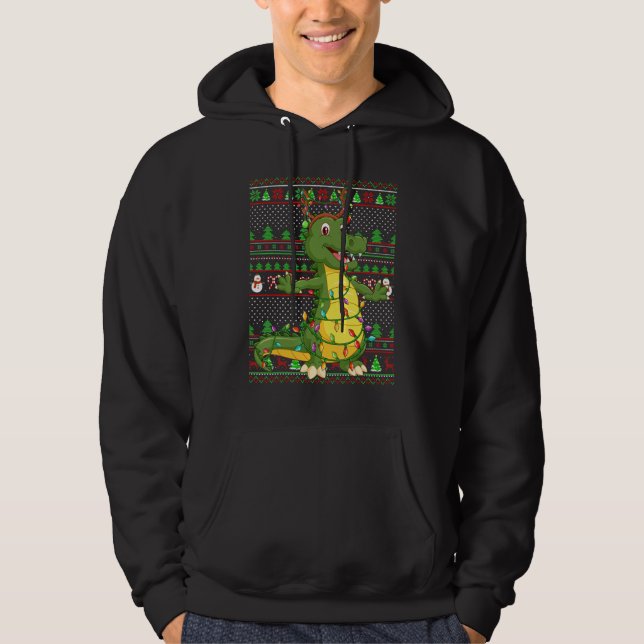 Ugly Xmas Sweater Style Lighting Alligator Christm (Anverso)