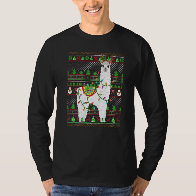 Ugly Xmas Sweater Style Lighting Alpaca Christmas  (Anverso)