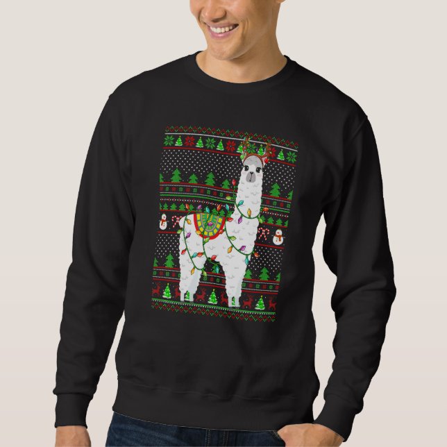 Ugly Xmas Sweater Style Lighting Alpaca Christmas  (Anverso)