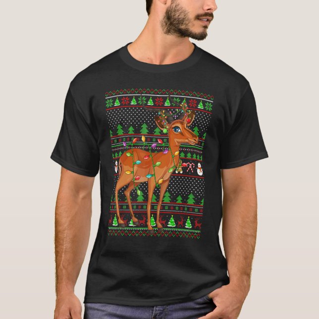 Ugly Xmas Sweater Style Lighting Antelope Christma (Anverso)