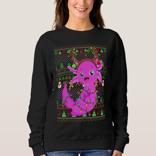 Ugly Xmas Sweater Style Lighting Axolotl Christmas (Anverso)