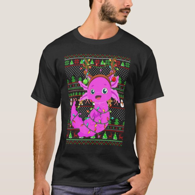 Ugly Xmas Sweater Style Lighting Axolotl Christmas (Anverso)