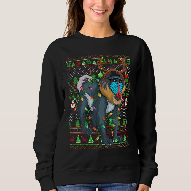 Ugly Xmas Sweater Style Lighting Baboon Christmas (Anverso)