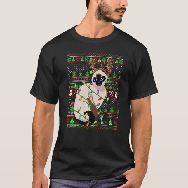 Ugly Xmas Sweater Style Lighting Balinese Cat Chri (Anverso)