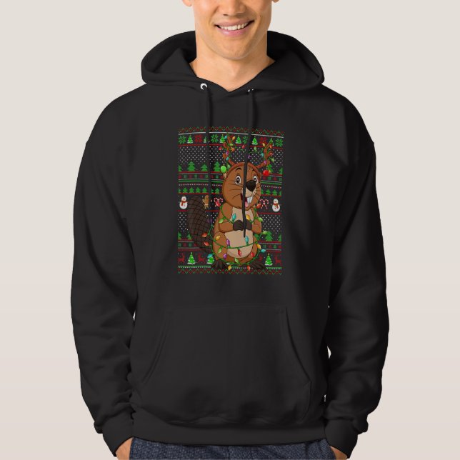 Ugly Xmas Sweater Style Lighting Beaver Christmas (Anverso)