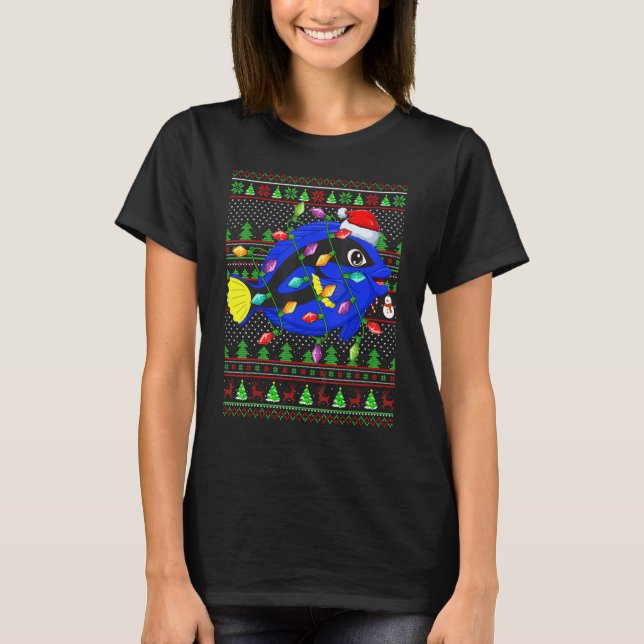 Ugly Xmas Sweater Style Lighting Blue Tang Fish Ch (Anverso)