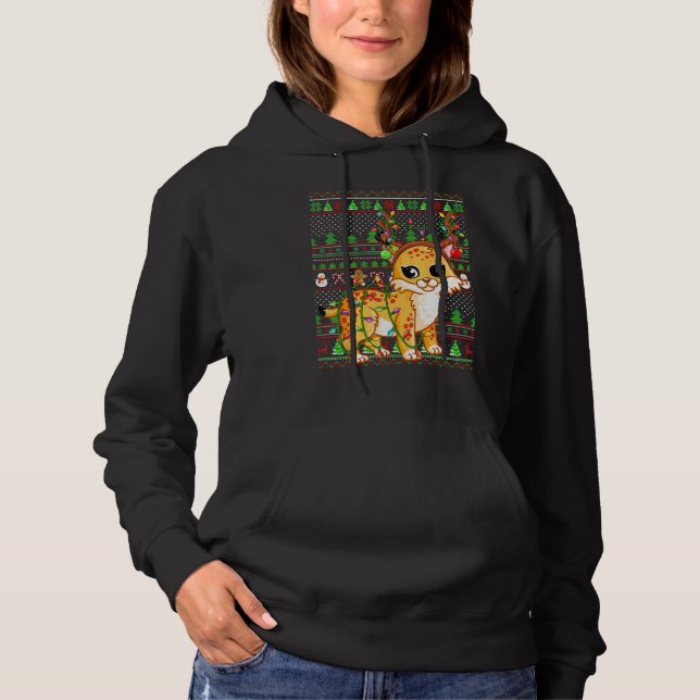 Ugly Xmas Sweater Style Lighting Bobcat Christmas (Anverso)