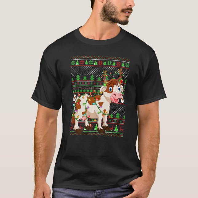 Ugly Xmas Sweater Style Lighting Cattle Christmas  (Anverso)