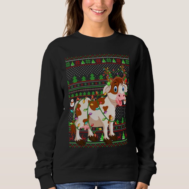 Ugly Xmas Sweater Style Lighting Cattle Christmas (Anverso)