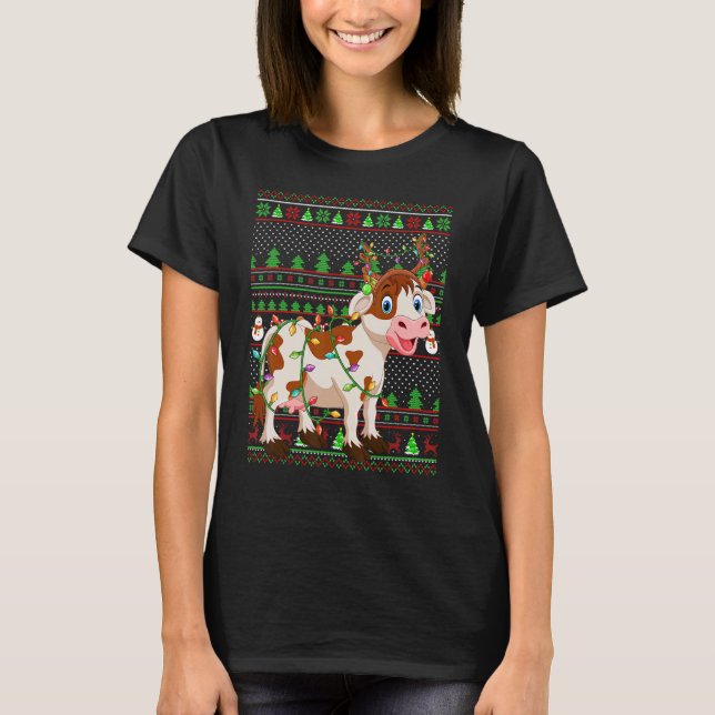 Ugly Xmas Sweater Style Lighting Cattle Christmas (Anverso)