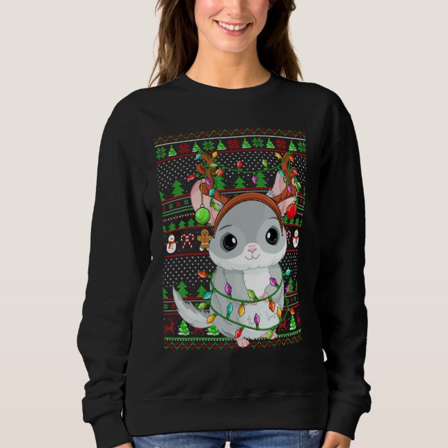 Ugly Xmas Sweater Style Lighting Chinchilla Christ (Anverso)
