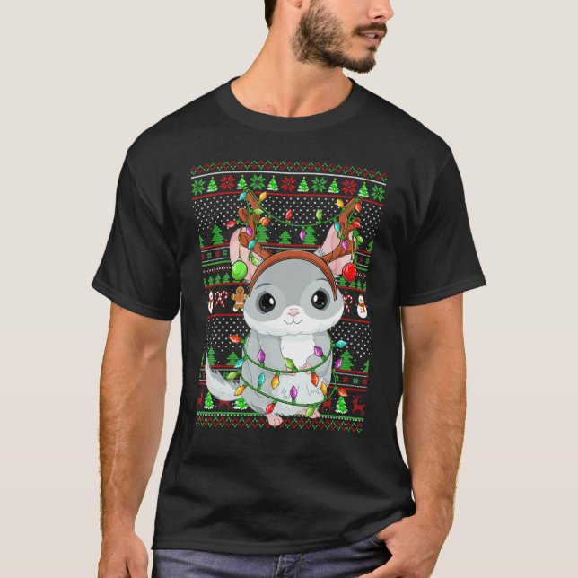 Ugly Xmas Sweater Style Lighting Chinchilla Christ (Anverso)