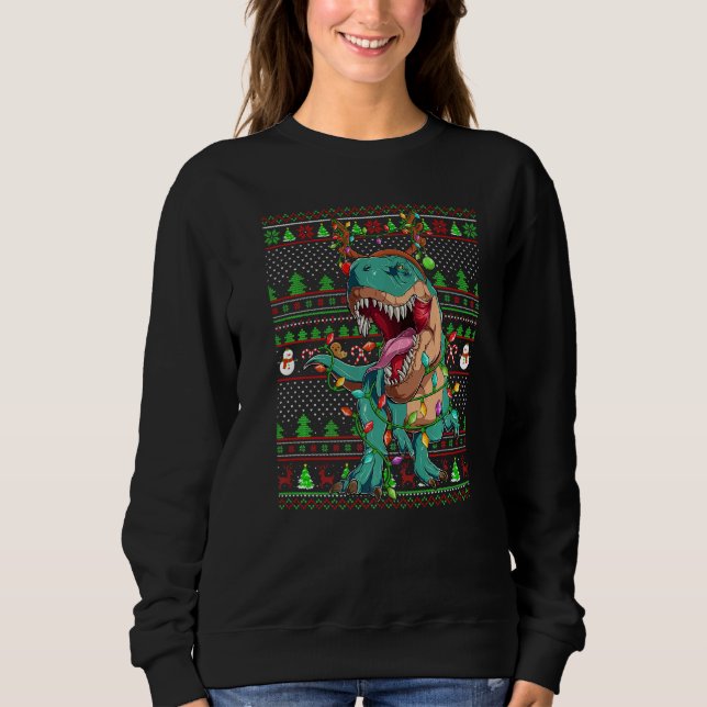 Ugly Xmas Sweater Style Lighting Dinosaur Christma (Anverso)
