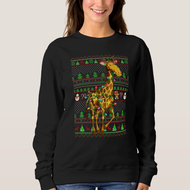 Ugly Xmas Sweater Style Lighting Giraffe Christmas (Anverso)