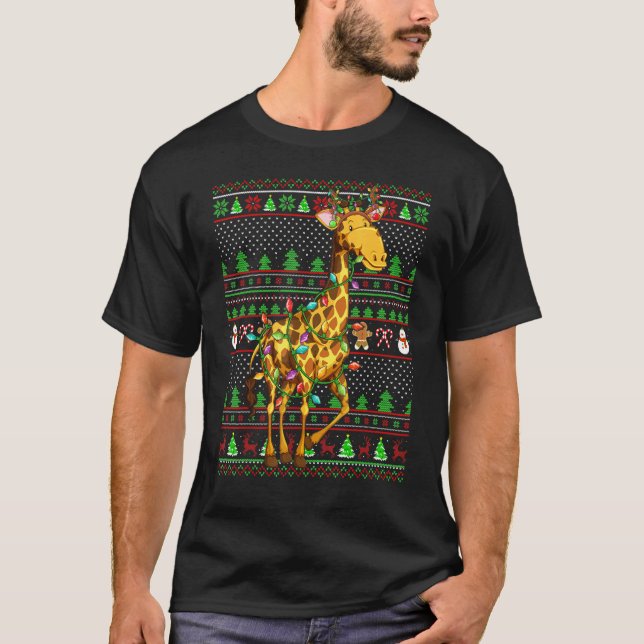 Ugly Xmas Sweater Style Lighting Giraffe Christmas (Anverso)