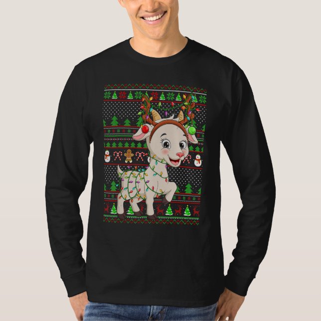 Ugly Xmas Sweater Style Lighting Goat Christmas (Anverso)