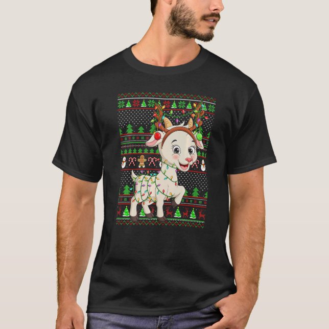 Ugly Xmas Sweater Style Lighting Goat Christmas (Anverso)