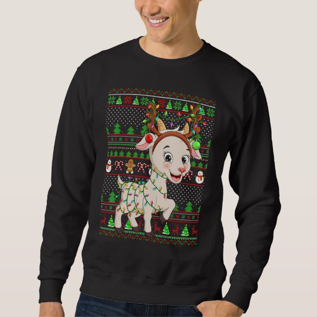 Ugly Xmas Sweater Style Lighting Goat Christmas (Anverso)