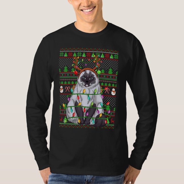 Ugly Xmas Sweater Style Lighting Himalayan Cat Chr (Anverso)