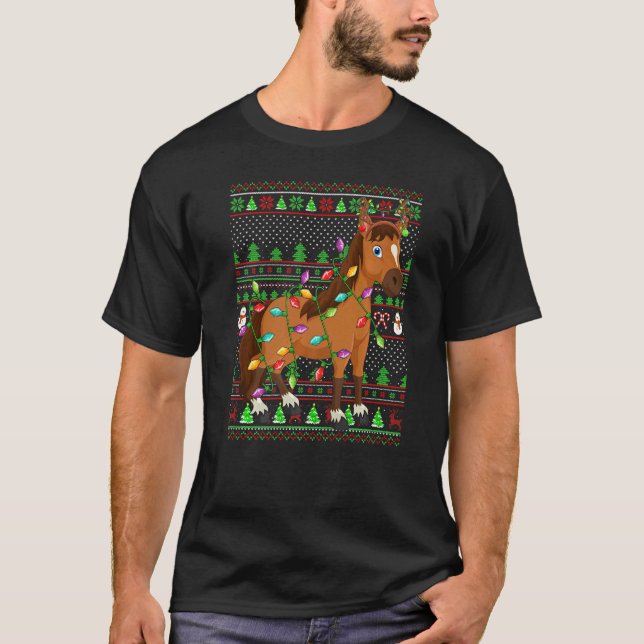 Ugly Xmas Sweater Style Lighting Horse Christmas (Anverso)
