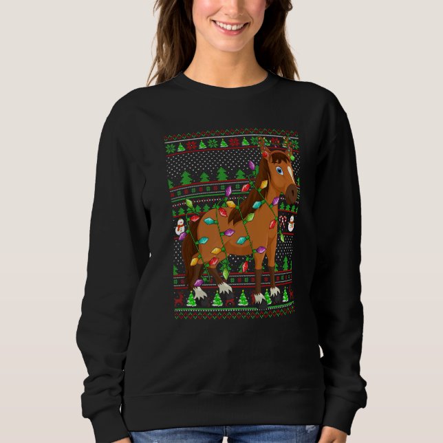 Ugly Xmas Sweater Style Lighting Horse Christmas (Anverso)