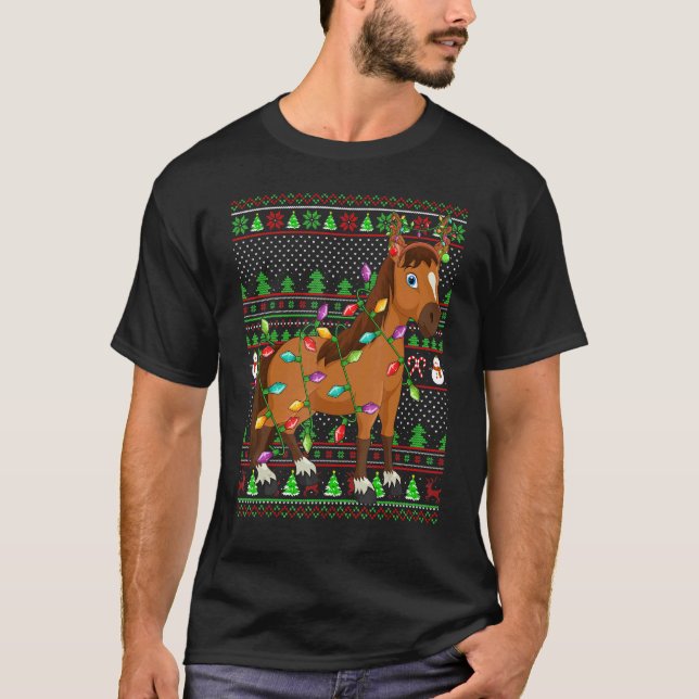 Ugly Xmas Sweater Style Lighting Horse Christmas (Anverso)