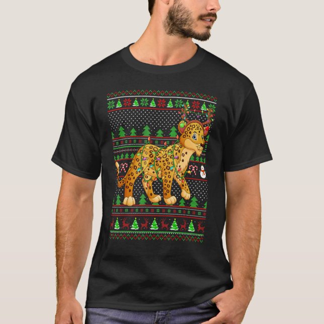 Ugly Xmas Sweater Style Lighting Leopard Christmas (Anverso)