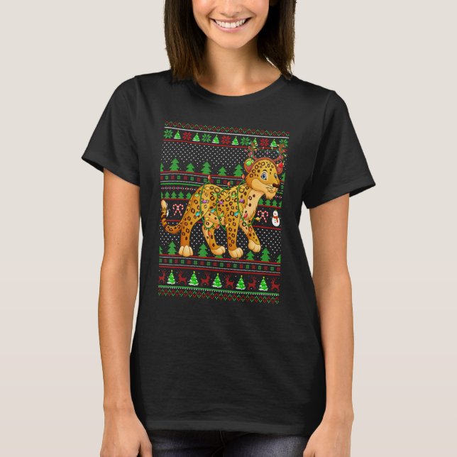 Ugly Xmas Sweater Style Lighting Leopard Christmas (Anverso)