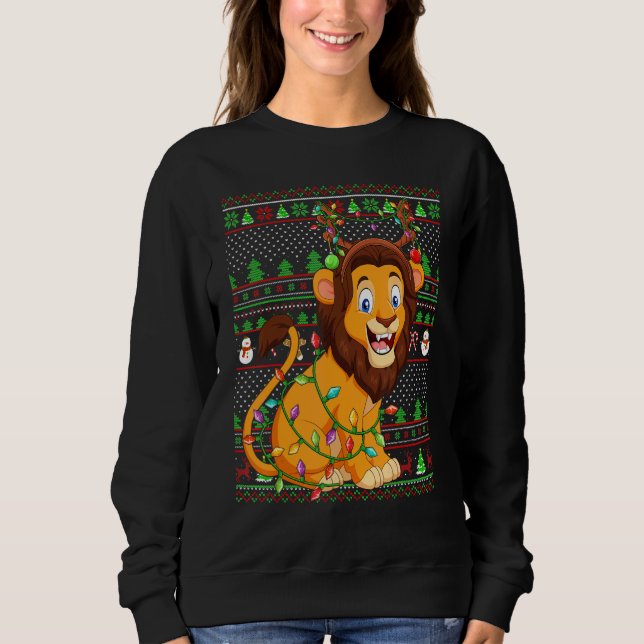 Ugly Xmas Sweater Style Lighting Lion Christmas (Anverso)