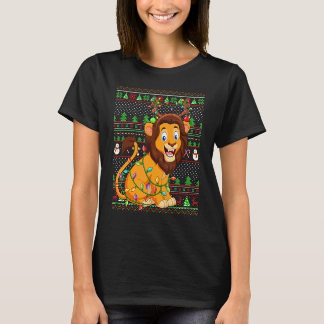 Ugly Xmas Sweater Style Lighting Lion Christmas (Anverso)