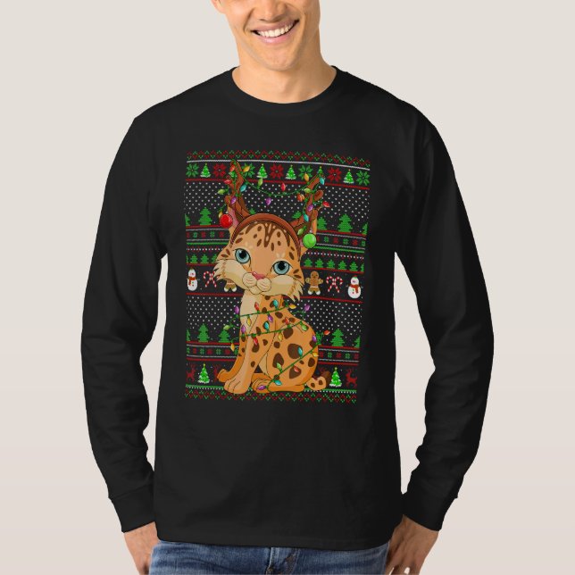 Ugly Xmas Sweater Style Lighting Lynx Christmas (Anverso)