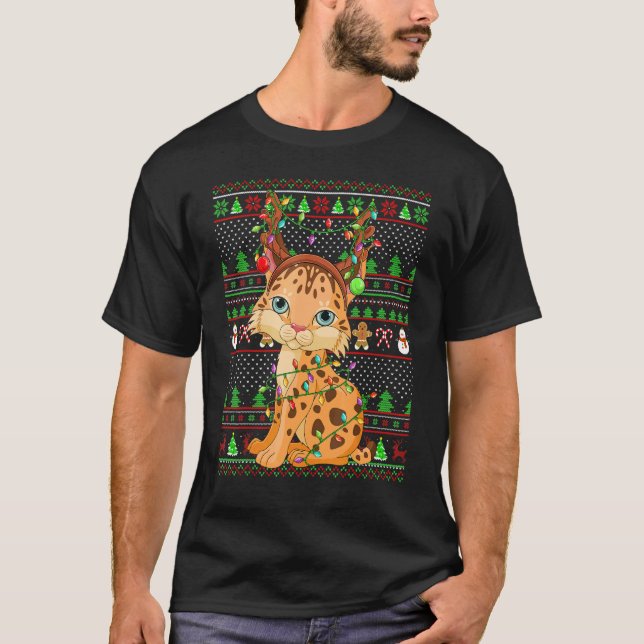 Ugly Xmas Sweater Style Lighting Lynx Christmas (Anverso)