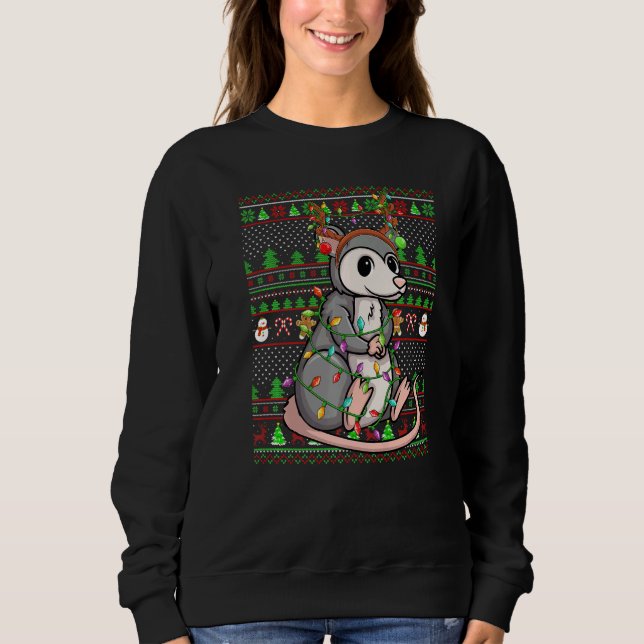 Ugly Xmas Sweater Style Lighting Opossum Christmas (Anverso)