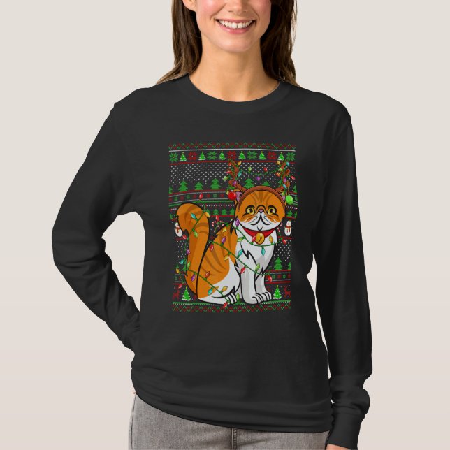 Ugly Xmas Sweater Style Lighting Persian Cat Chris (Anverso)