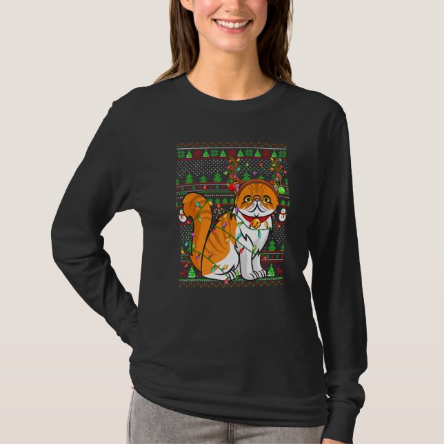 Ugly Xmas Sweater Style Lighting Persian Cat Chris (Anverso)