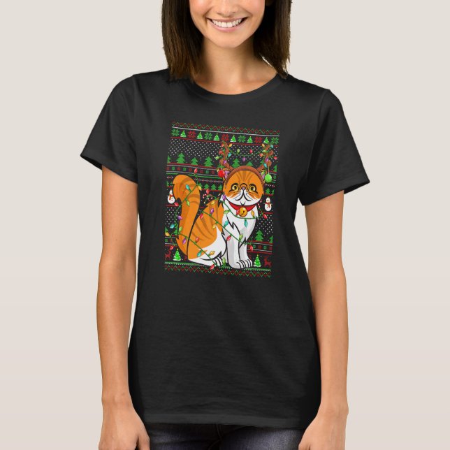 Ugly Xmas Sweater Style Lighting Persian Cat Chris (Anverso)