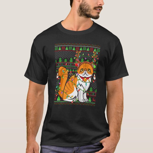 Ugly Xmas Sweater Style Lighting Persian Cat Chris (Anverso)