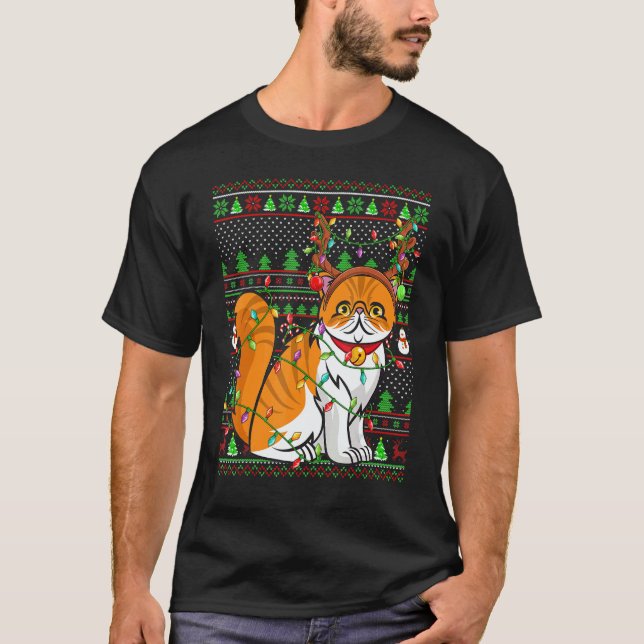 Ugly Xmas Sweater Style Lighting Persian Cat Chris (Anverso)