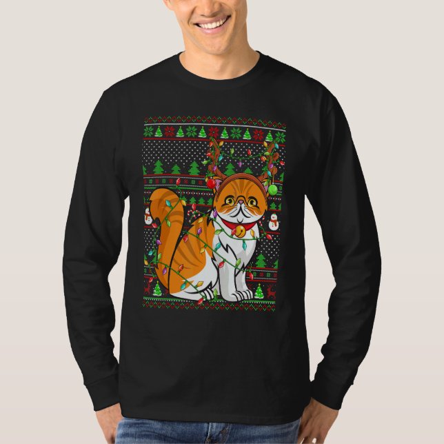 Ugly Xmas Sweater Style Lighting Persian Cat Chris (Anverso)