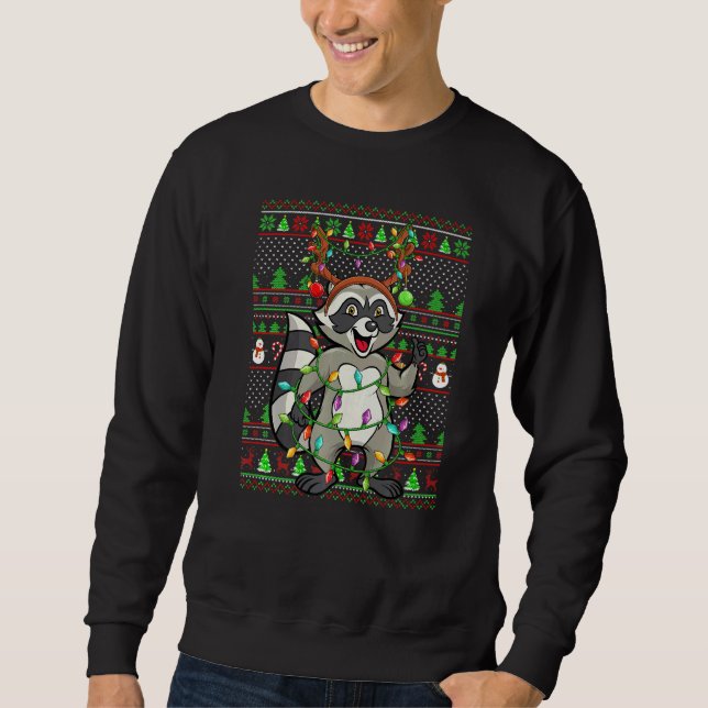 Ugly Xmas Sweater Style Lighting Raccoon Christmas (Anverso)