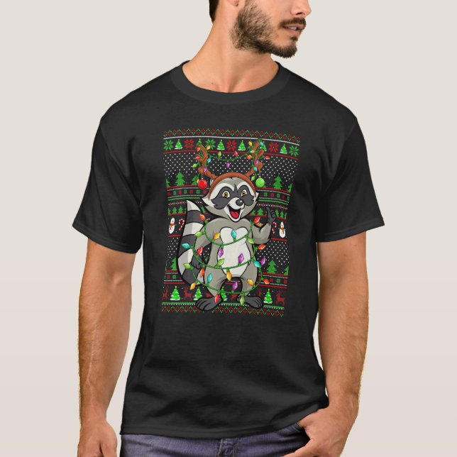 Ugly Xmas Sweater Style Lighting Raccoon Christmas (Anverso)