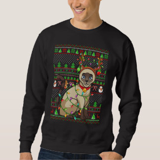 Ugly Xmas Sweater Style Lighting Siamese Cat Chris