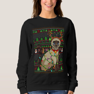 Ugly Xmas Sweater Style Lighting Siamese Cat Chris