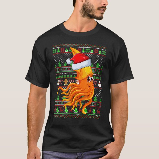 Ugly Xmas Sweater Style Lighting Squid Fish Christ (Anverso)