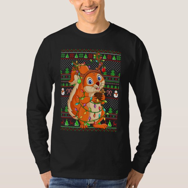 Ugly Xmas Sweater Style Lighting Squirrel Christma (Anverso)