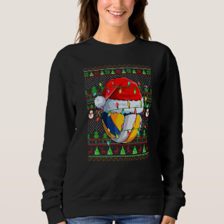 Ugly Xmas Sweater Style Lighting Volleyball Christ