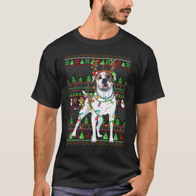 Ugly Xmas Sweater Style Lights American Bulldog Ch (Anverso)
