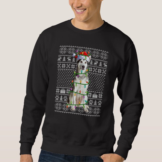 Ugly Xmas Sweater Style Santa Alaskan Malamute Dog (Anverso)