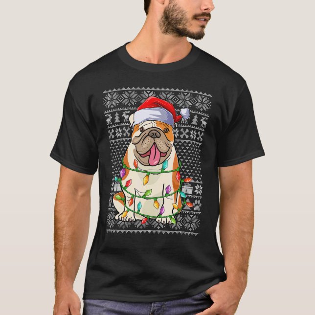 Ugly Xmas Sweater Style Santa American Bulldog Chr (Anverso)